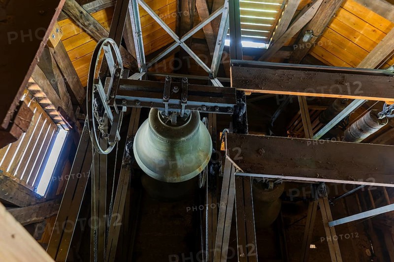 The Lippoldsberg Monastery with the Church of St George and St Mary is a former Benedictine monastery that was the origin of the village of Lippoldsberg on the Weser in northern Hesse. Steel bell tower, Lippoldsberg, Lippoldsberg, Hesse, Germany, Europe