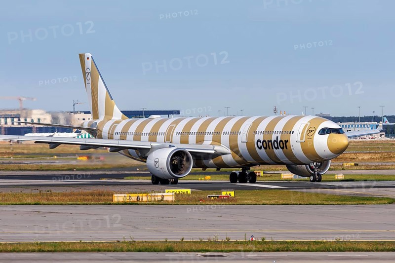 A Condor Airbus A330-900neo aircraft with the registration number D-ANRL at Frankfurt Airport, Germany, Europe