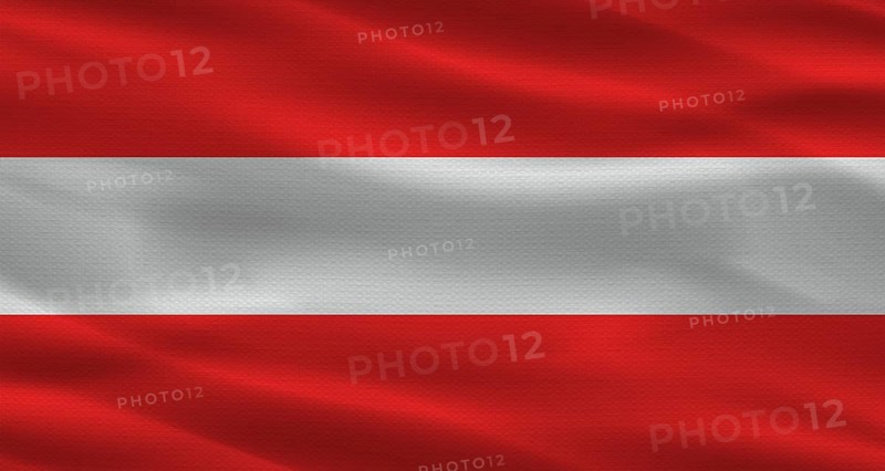 Austria flag with fabric texture waving. Close up of flag of Austria with cloth texture