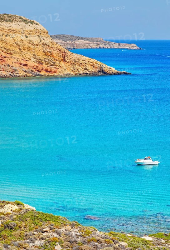View of Provatas bay, Milos Island, Cyclades Islands, Greece, Europe