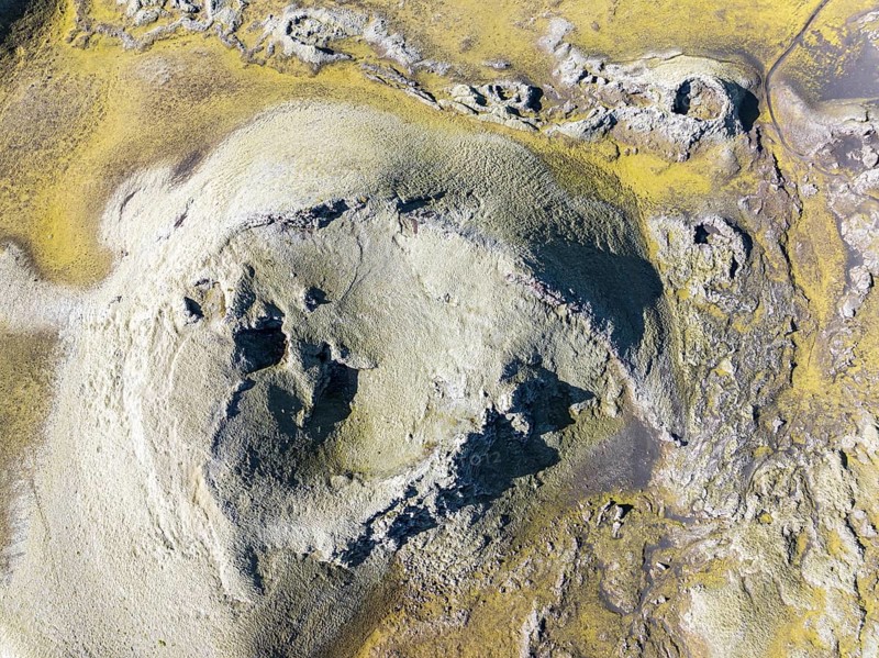 Moss-covered Laki crater or Lakagígar, series of craters, aerial view, interior highlands of Iceland, Suðurland, Iceland, Europe