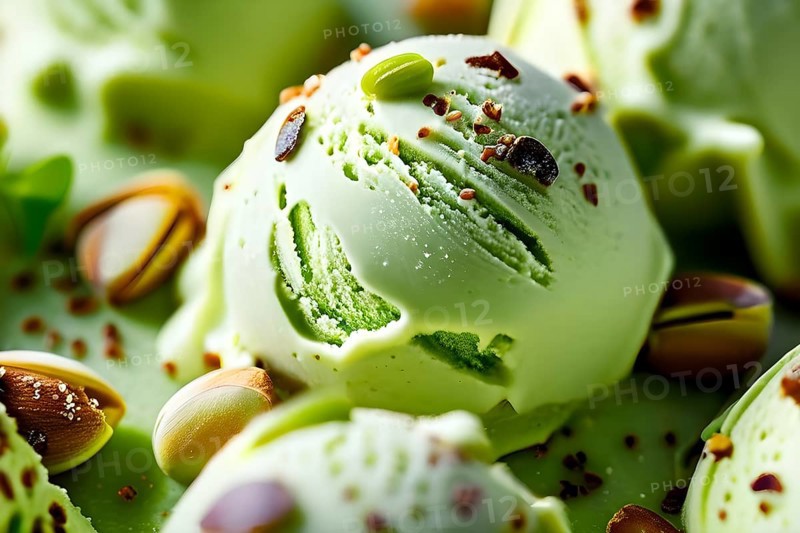 AI generated pistachio ice-cream glazed with the characteristic creamy sheen