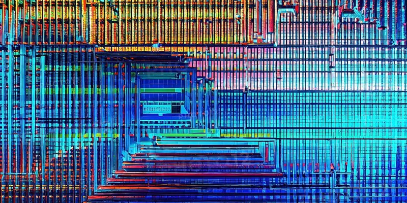 Abstract 3d pixel art technology themed pattern featuring random mosaic in vibrant hues, AI generated