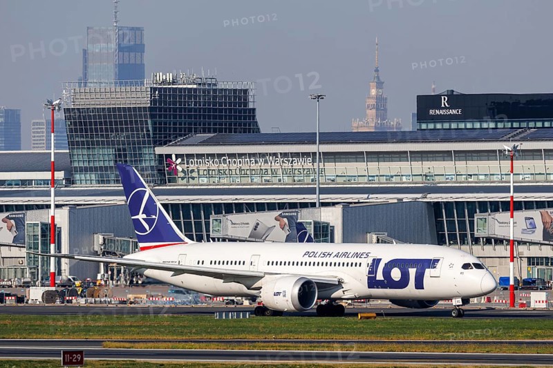 LOT Polish Airlines Boeing 787-8 Dreamliner aircraft with registration SP-LRD at the airport in Warsaw, Poland, Europe