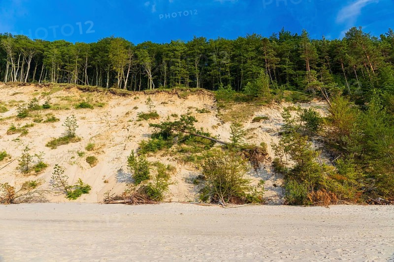 Cliffs of the Wolin National Park. Beach at sunset, close to Miedzyzdroje (Misdroy), a village in Kamien Pomorski County, West Pomeranian Voivodeship, in northern Poland