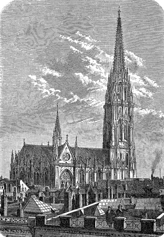 The Nikolaikirche in Hamburg, Germany, in 1880, Historical, digital reproduction of an original from the 19th century, Europe