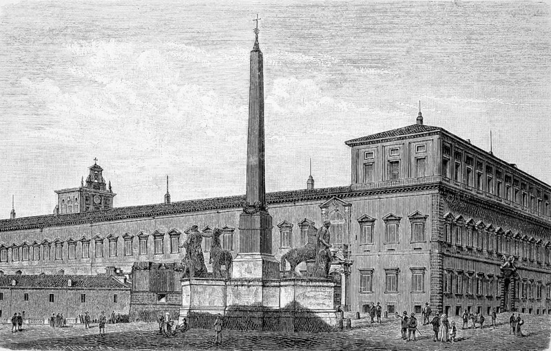 The Quirinal, Palazzo del Quirinale, in Rome, Italy, in 1880, Historical, digital reproduction of an original from the 19th century, Europe