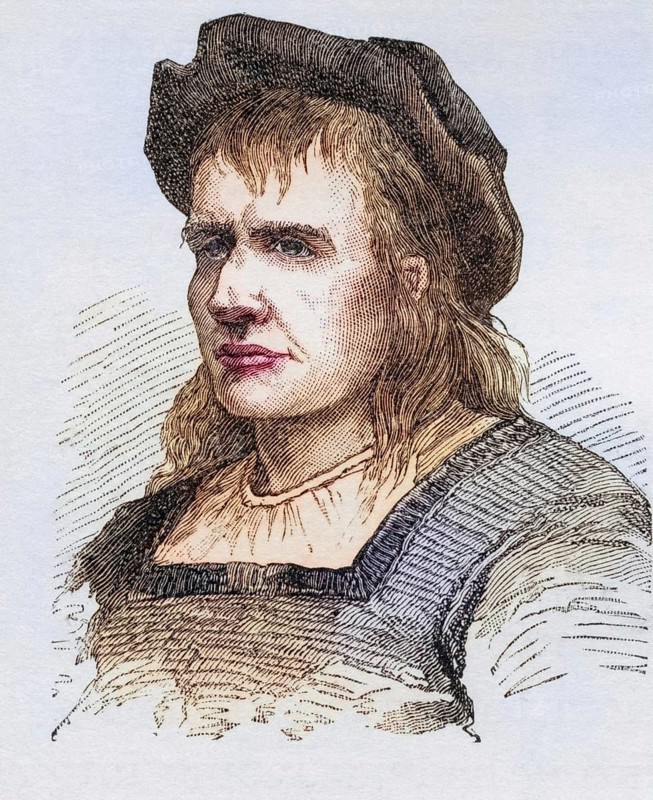 Christopher Columbus, ca. 1451 to 1506, Genoese navigator, coloniser and explorer. From the book A Brief History of the United States, published by AS Barnes and Company, ca. 1885, Historical, digitally restored reproduction from a 19th century original, Record date not stated