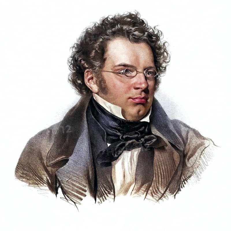 Franz Peter Schubert (born 31 January 1797 in the municipality of Himmelpfortgrund, today in the 9th district of Vienna, died 19 November 1828 in Wieden, now the 4th district) was an Austrian composer, Historical, digitally restored reproduction from a 19th century original, Record date not stated