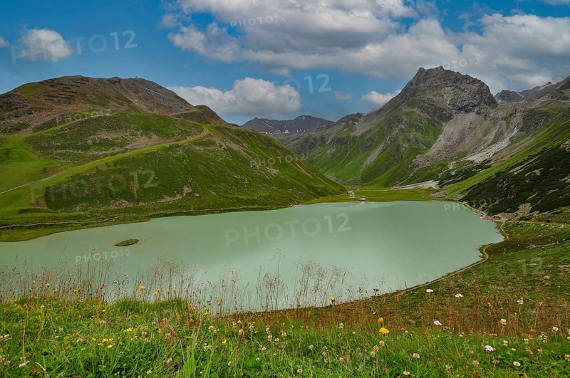 The Riffelsee lake in the Pitztal valley, in the background the Hohe Kogel (3042 m), Tyrol, Austria, Europe