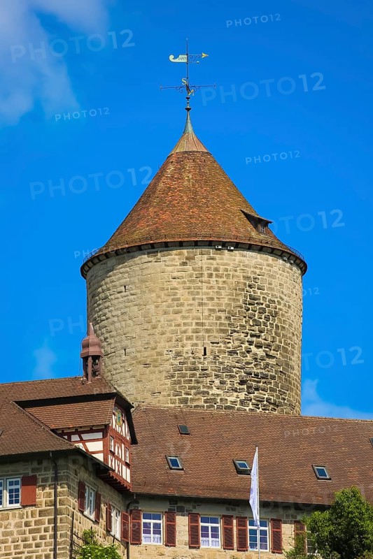 Reichenberg Castle, Staufer castle complex, hilltop castle, historical building, built between 1230 and 1231 by Margrave Hermann V of Baden, tower, Oppenweiler, Rems-Murr district, Baden-Württemberg, Germany, Europe