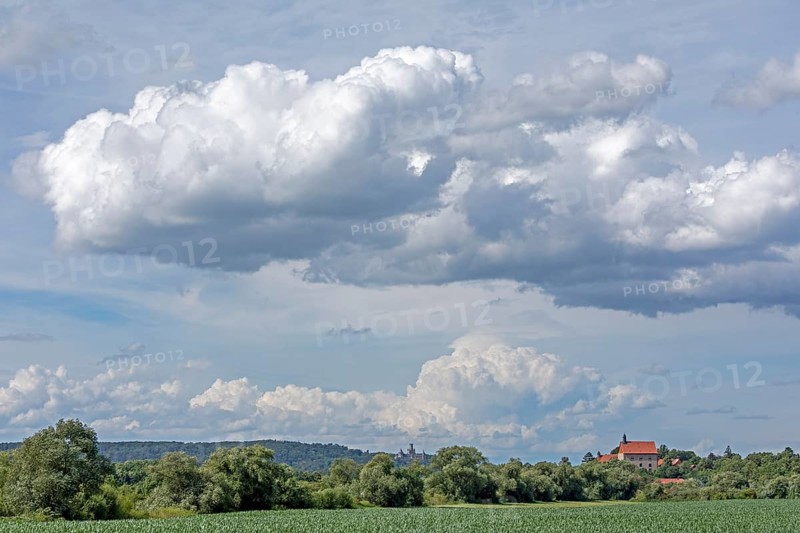 Thunderstorm over Marienburg Castle and Poppenburg Castle, Burgstemmen, Lower Saxony, Germany, Europe