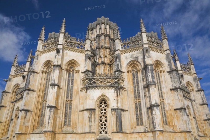 Partial view of 14th century built Santa Maria da Vitoria Monastery, Batalha, Portugal, Europe
