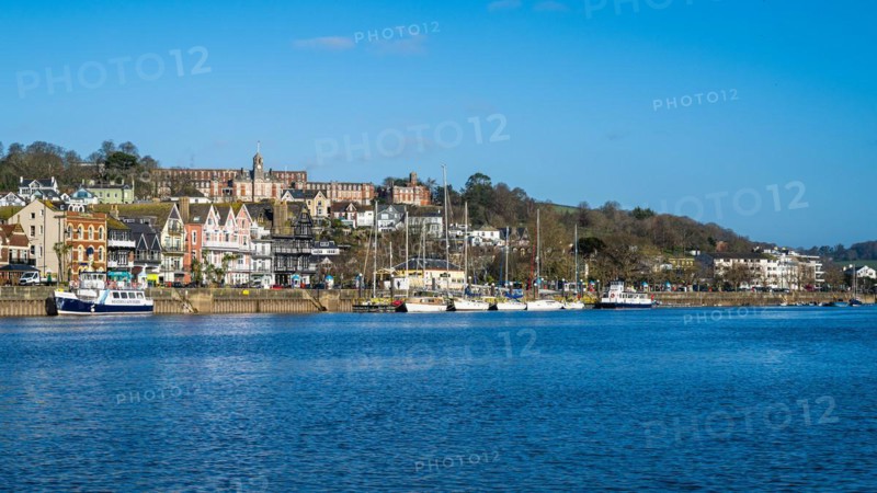 View of Dartmouth from Kingswear over River Dart, Devon, England, United Kingdom, Europe