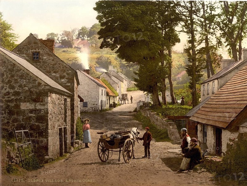 Glenoe Village, County Antrim, Ireland, Historic, digitally restored reproduction from a 19th century original, Record date not stated, Europe