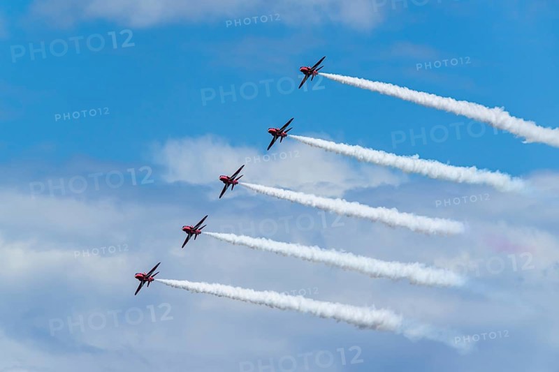 Red Arrows, Royal Air Force Aerobatic Team, Airshow 2024, Teignmouth, Devon, England, United Kingdom, Europe