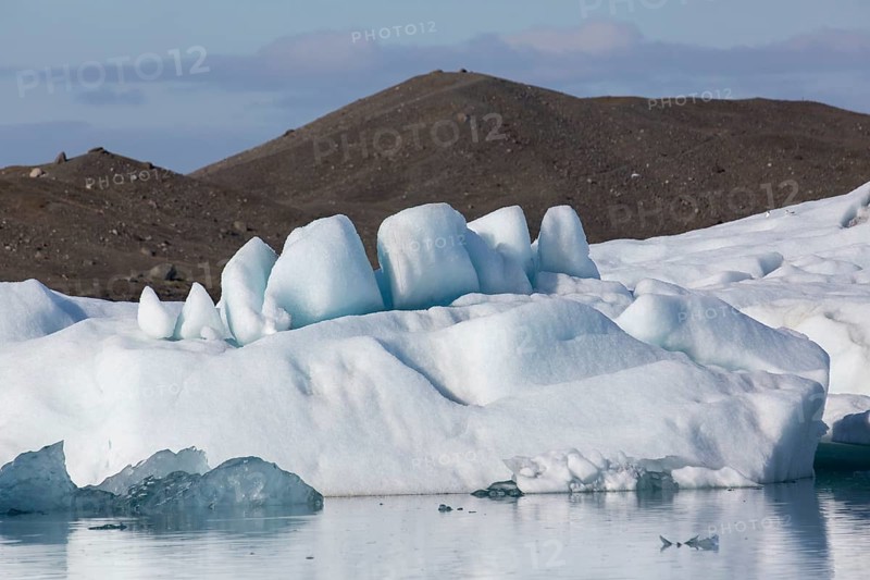 Icebergs on the Joekulsarlon glacial lake or lagoon