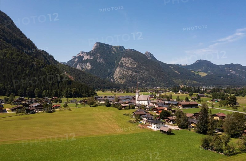 Drone image, Sankt Martin bei Lofer, Saalachtal, Pinzgau, Salzburg province, Austria, Europe