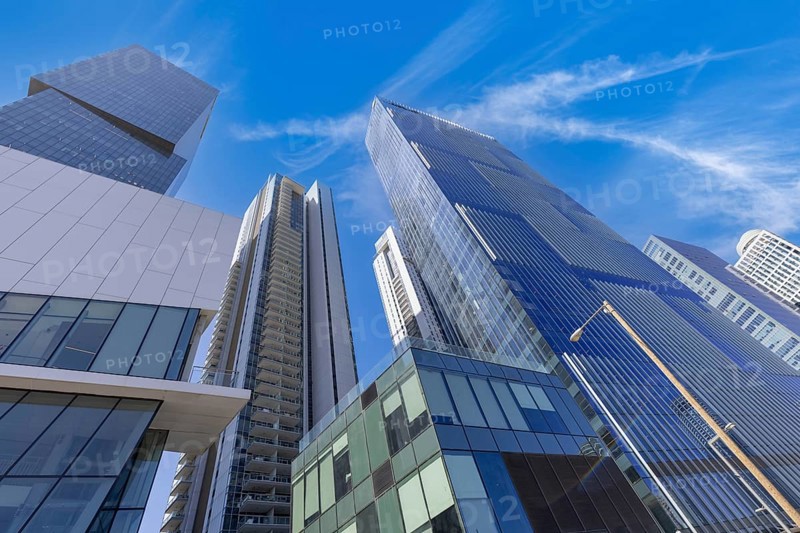 Israel, Tel Aviv financial business district skyline with shopping malls and high tech offices., Asia