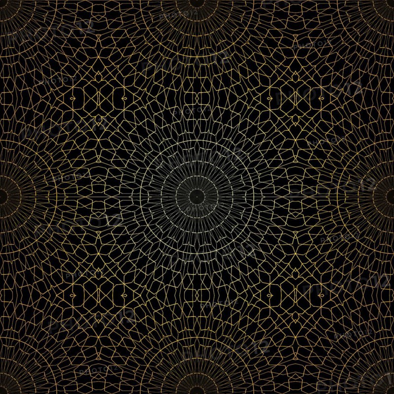 Geometric gold lace seamless pattern. Arabic tile lattice vector background.