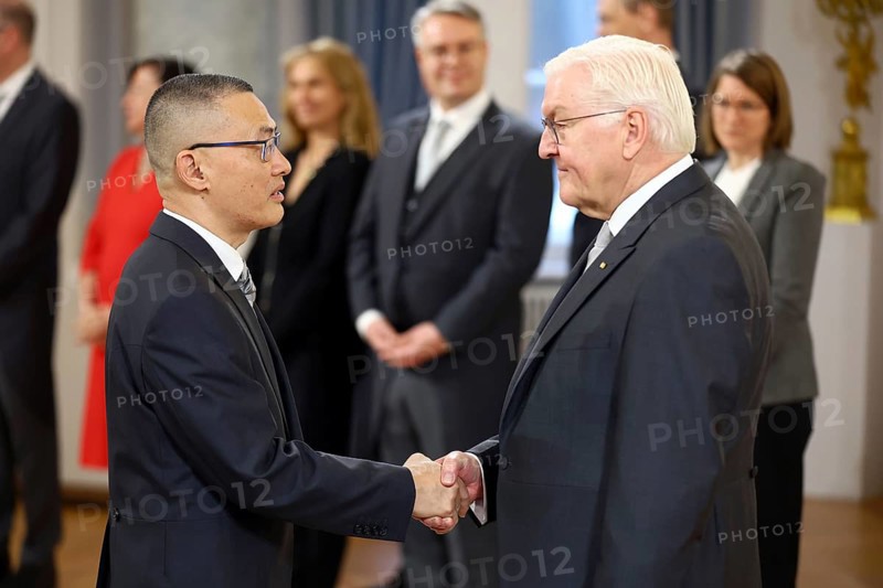 Quang Minh Vu Vietnam is received by Frank-Walter Steinmeier (President of the Federal Republic of Germany) in front of the Federal President's New Year's Reception at Bellevue Palace, Berlin 14 January 2025