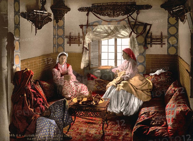 Noble Moorish Women, Algiers, Algeria, ca 1890, Historical, digitally restored reproduction from a 19th century original, Record date not stated, Africa