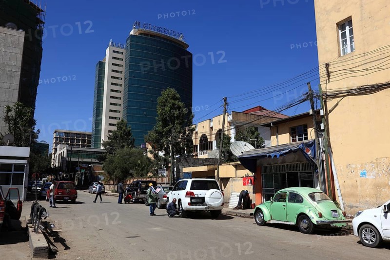 Addis Ababa, city centre, houses along Churchillroad, Ethiopia, Africa