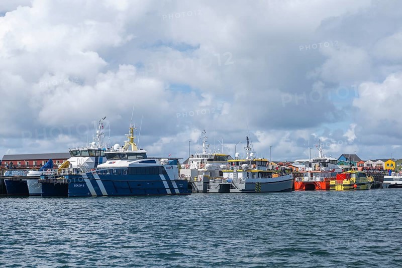 Supply vessels for offshore wind turbines, catamarans, offshore island of Helgoland, North Sea, Pinneberg district, Schleswig-Holstein, Germany, Europe