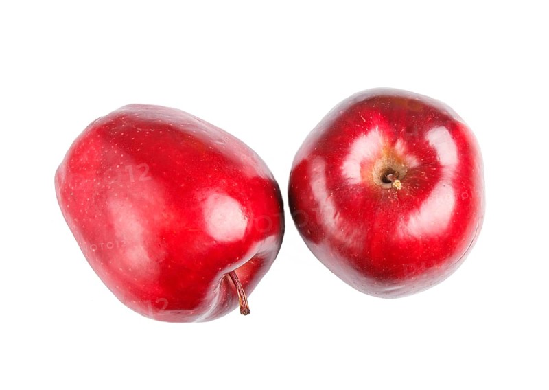 Two red apples isolated on white background. closeup