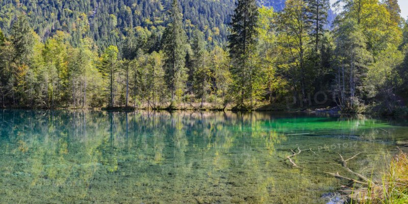 Christlessee, a mountain lake in the Trettachtal valley, near Oberstdorf, Oberallgäu, Allgäu, Bavaria, Germany, Europe