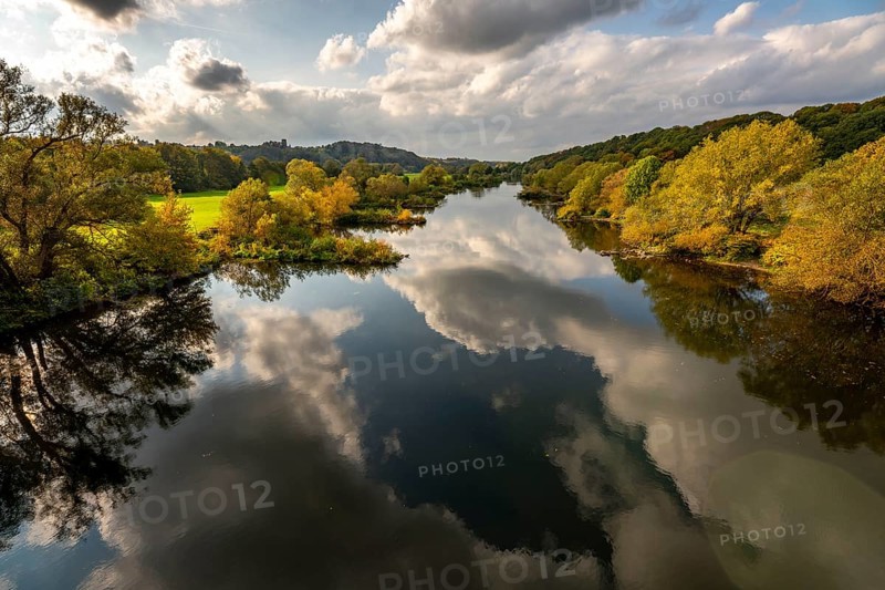 The Ruhr near Bochum-Stiepel, right and Hattingen-Blankenstein, North Rhine-Westphalia, Germany, Europe