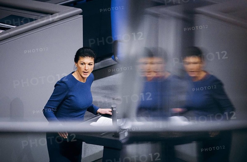 Sahra Wagenknecht, Non-attached Member, recorded during a debate in the German Bundestag on Epl 04, 22 Federal Chancellor and Federal Chancellery, Independent Control Council in the German Bundestag in Berlin, 31 January 2024