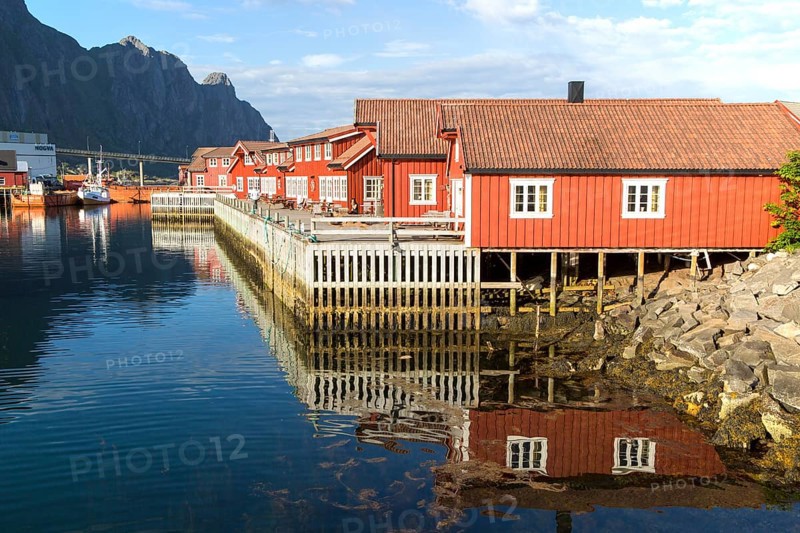 Traditional building style at Scandic Hotel, Svolvaer, Lofoten Islands, Nordland, Norway, Europe
