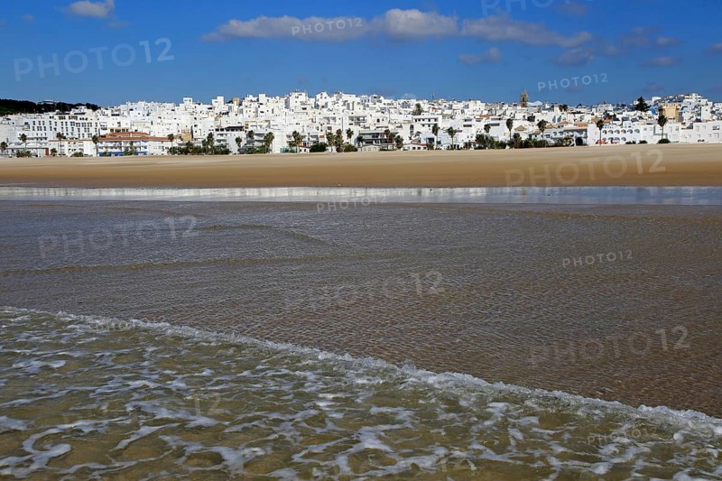 Wave breaking on sandy beach at Conil de la Frontera, Cadiz Province, Spain, Europe