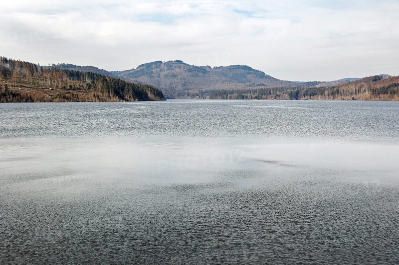 Dam of the Granetal dam. The dam has a capacity of 46.4 million cubic metres of water, Langelsheim, 07.04.2023
