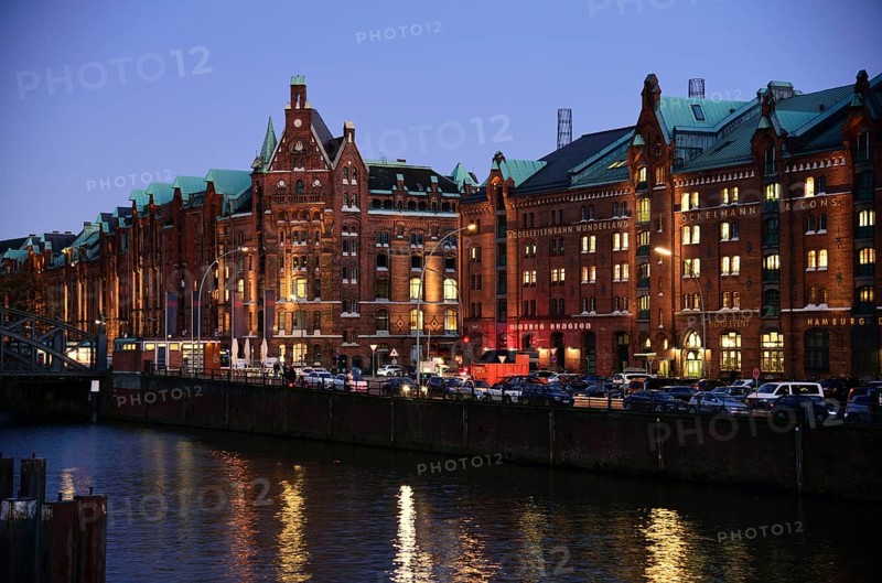Europe, Germany, Hamburg, historic warehouse district, view from the customs canal to the former brick warehouses, model railway wonderland, Hamburg Dungeon, Hamburg, Hamburg, Federal Republic of Germany, Europe