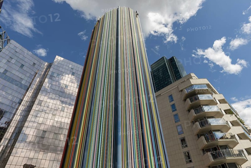 Le Moretti tubes, ventilation tower, designed by the artist Raymond Moretti, La Défence, largest office block in Europe, Paris, Île-de-France, France, Europe