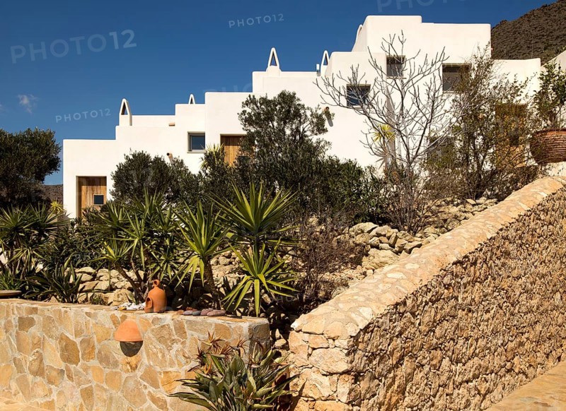 Modern architecture tourist accommodation, Los Presillas Bajas, Cabo de Gata natural park, Almeria, Spain, Europe