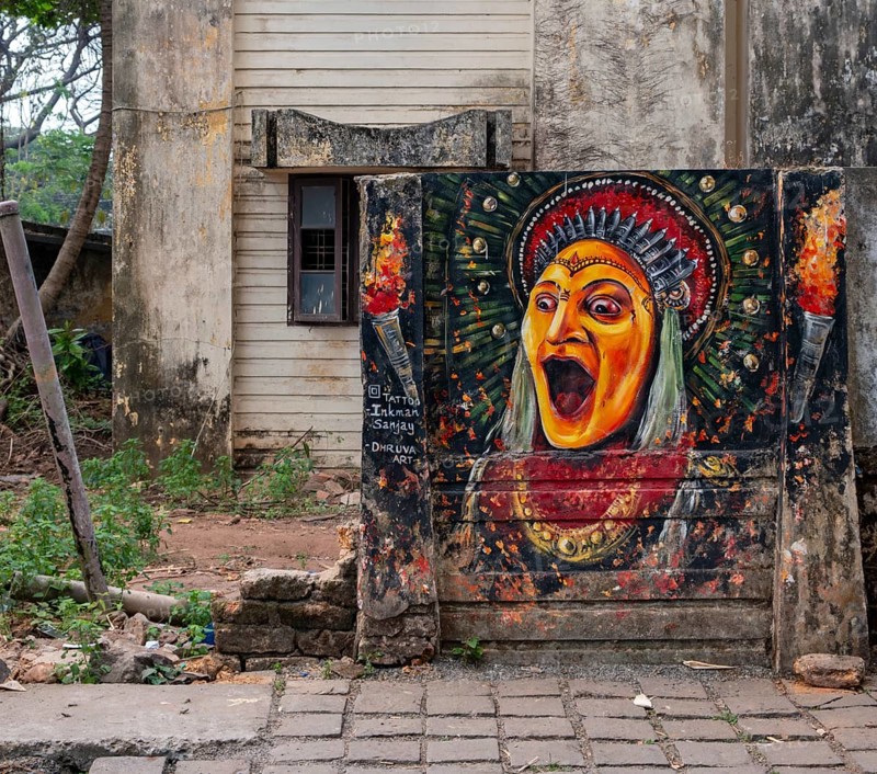 Kathakali Street Art, Fort Kochi, Cochin, Kerala, India, Asia