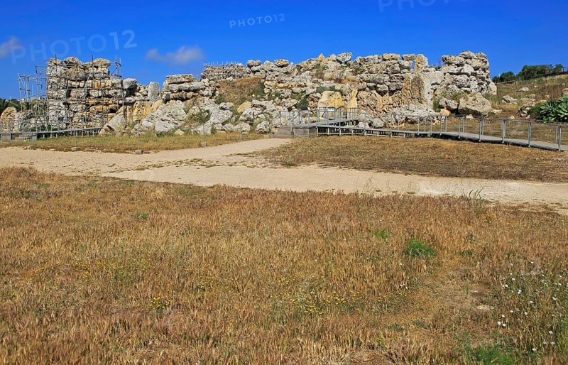 Ggantija neolithic megalithic 5500 years old prehistoric temple complex site Gozo, Malta, Europe