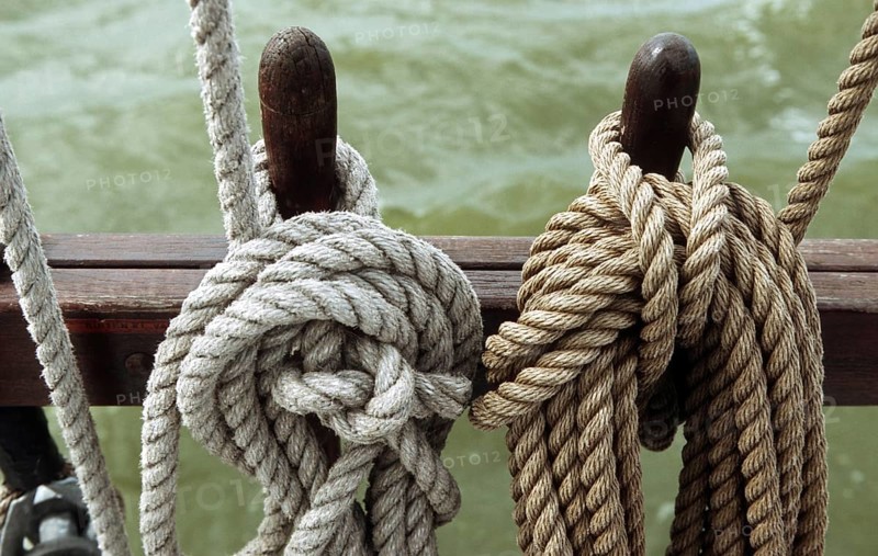 Ropes on board of sailing clipper