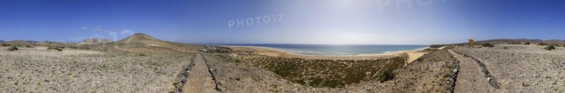 360° panorama, hiking trail above Playa de Sotavento, Jandia, Fuerteventura, Canary Islands, Spain, Europe