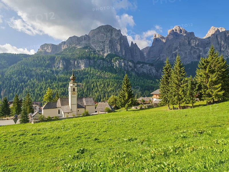 Church in Colfosco, Colfosco, Alta Badia, Corvara, Passo Sella, Dolomites, South Tyrol