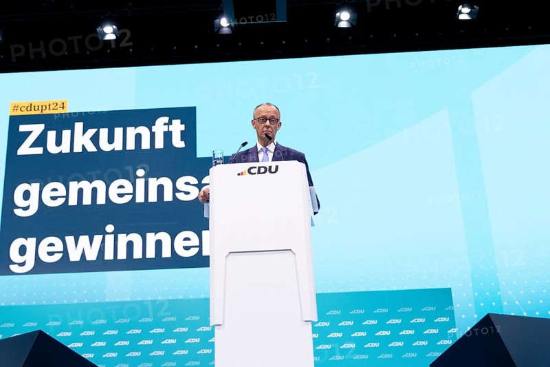 Berlin, Germany, 6 May 2024: Friedrich Merz, Chairman of the Christian Democratic Union of Germany (CDU), speaks during the CDU Germany 2024 party conference, Europe
