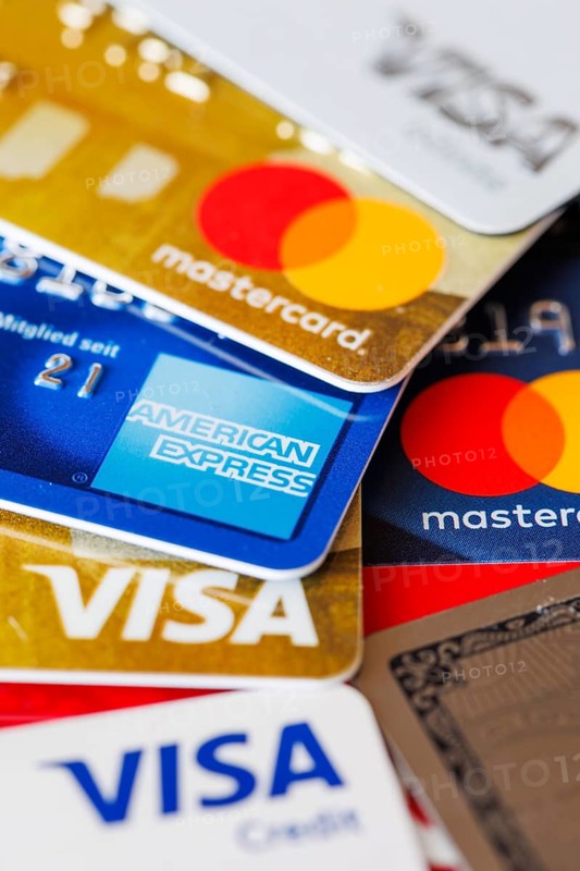Credit cards from VISA, Mastercard and American Express in Stuttgart, Germany, Europe
