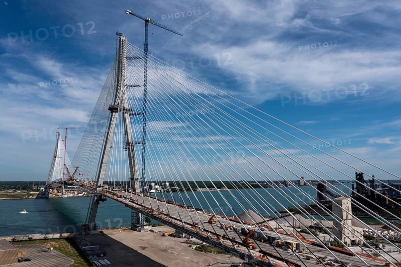 Detroit, Michigan USA -15 June 2024, The last deck section has been put in place on the Gordie Howe International Bridge, linking Detroit with Windsor, Ontario across the Detroit River. The bridge is expected to open in 2025