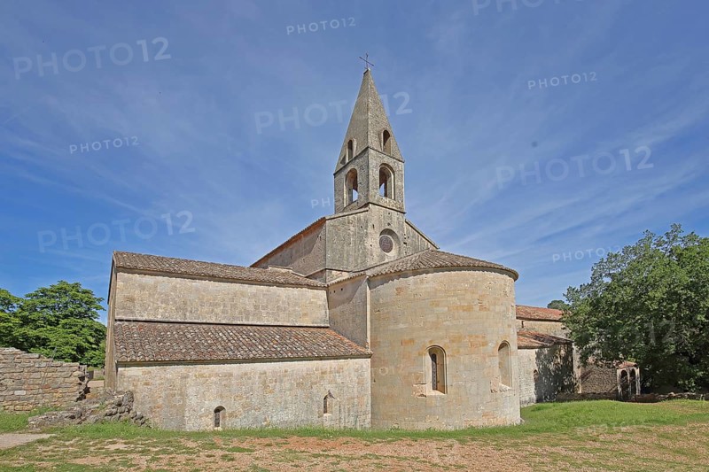 Romanesque abbey Le Thoronet, monastery church, monastery complex, Cistercian abbey, Var, Provence, France, Europe