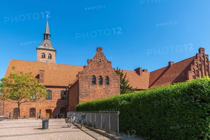 Odense, monastery, brick building, tower of the cathedral church, St Knud's Church, Fyn, island of Funen, Denmark, Europe
