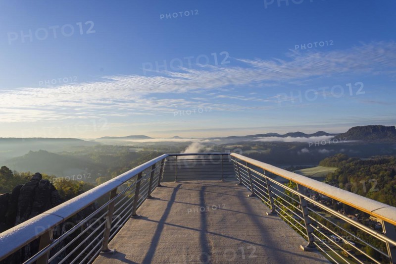 Sunrise in Saxon Switzerland, Rathen, Saxony, Germany, Europe