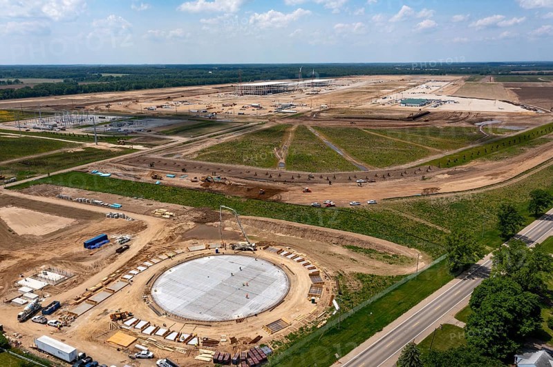 Marshall, Michigan, Construction of Ford's electric vehicle battery plant at its BlueOval Battery Park. Ford says the plant will create 1700 jobs when production starts in 2026